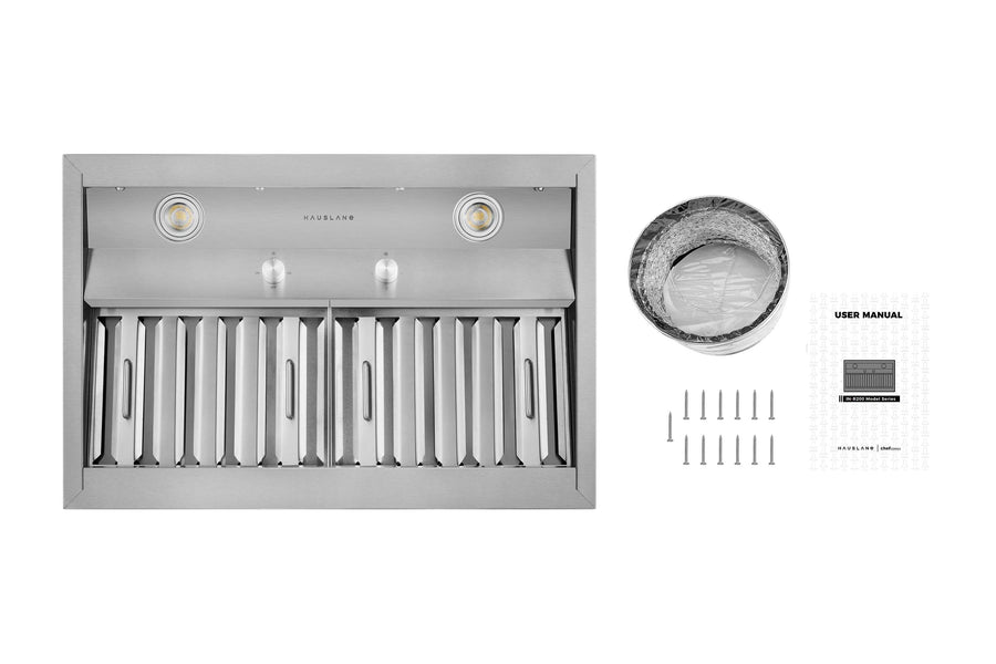 Hauslane Pro-Style 42 inch Insert Range Hood (18.5 in. Deep) Convertible with Low Noise Operation in Stainless Steel (IN-R200SS-42)