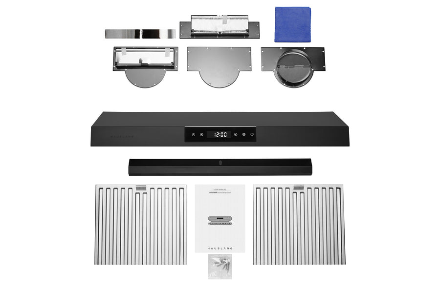 Hauslane 36 Inch Chef Series Under Cabinet Range Hood with 3-Way Venting, Changeable LED in Black Stainless Steel (UC-PS18BLK-36)