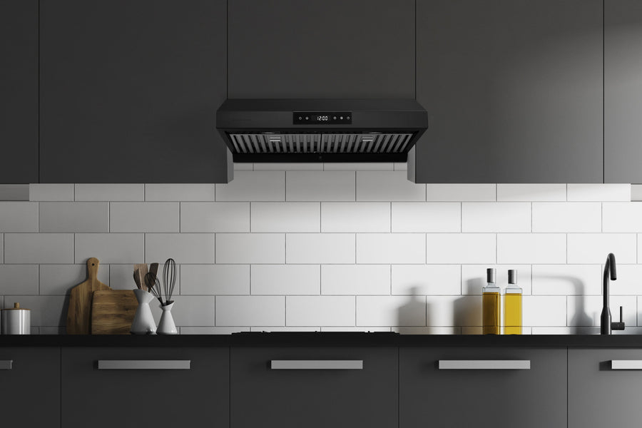 Hauslane 36 Inch Chef Series Under Cabinet Range Hood with 3-Way Venting, Changeable LED in Black Stainless Steel (UC-PS18BLK-36)