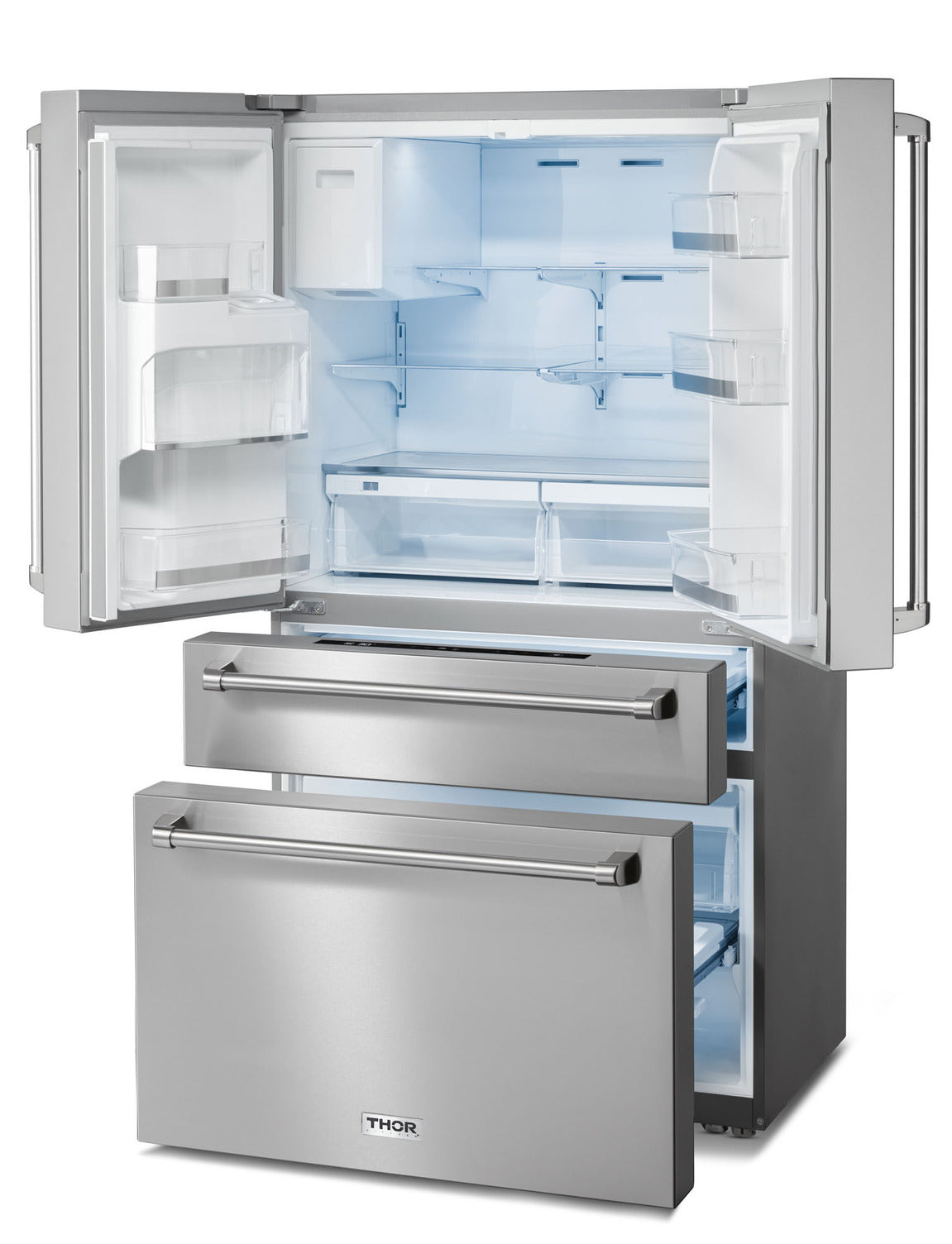 Thor Kitchen 36 Inch Professional French Door Refrigerator with Ice and Water Dispenser (TRF3601FD)