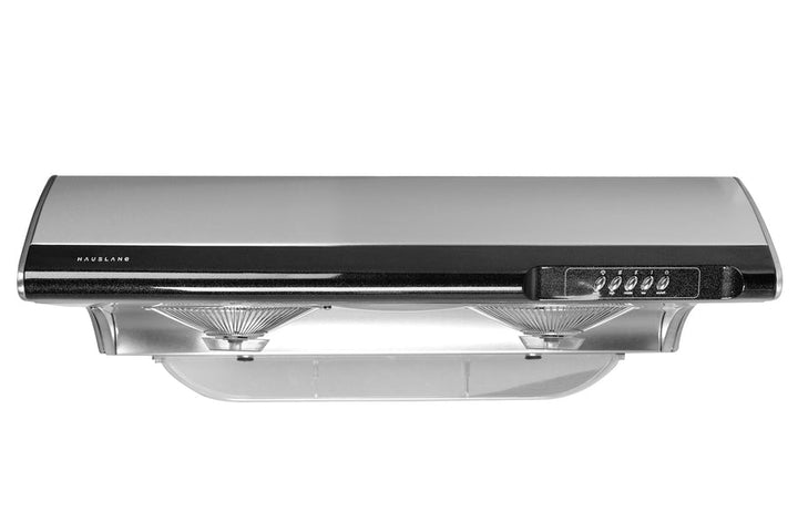 Under Cabinet Ducted Range Hood with Black Trim in Stainless Steel by Hauslane