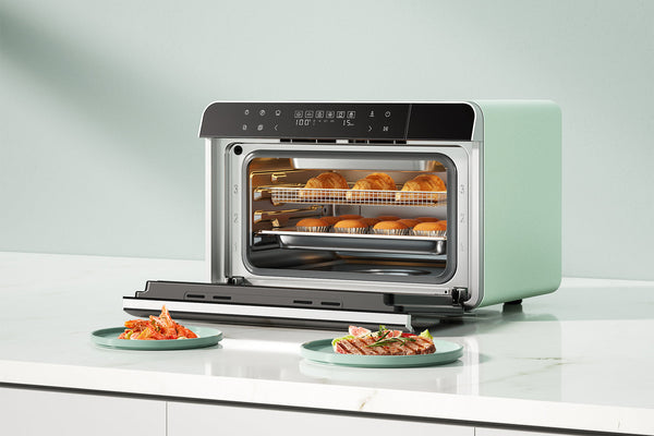 Robam Compact Oven in green, countertop with touchpad