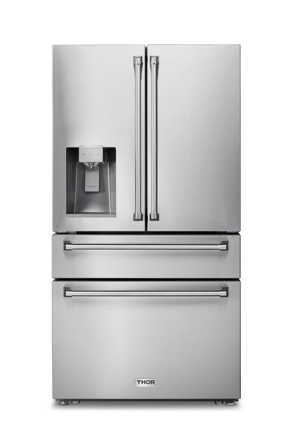 Thor Kitchen 36 Inch Professional French Door Refrigerator with Ice and Water Dispenser (TRF3601FD)