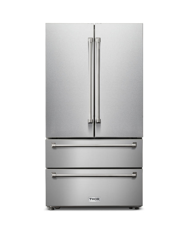 Thor Kitchen 36 Inch Professional French Door Refrigerator with Freezer Drawers (TRF3602)