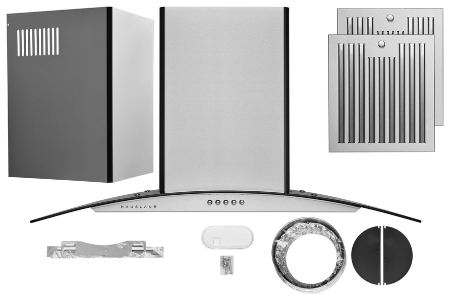 Hauslane 30-in Wall Mount Range Hood with Tempered Glass and Stainless Steel (WM-600SS-30)