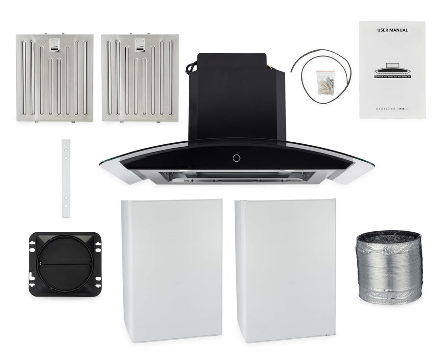 Hauslane 36-in Wall Mount Touch Control Range Hood with Tempered Glass in Stainless Steel (WM-639SS-36)
