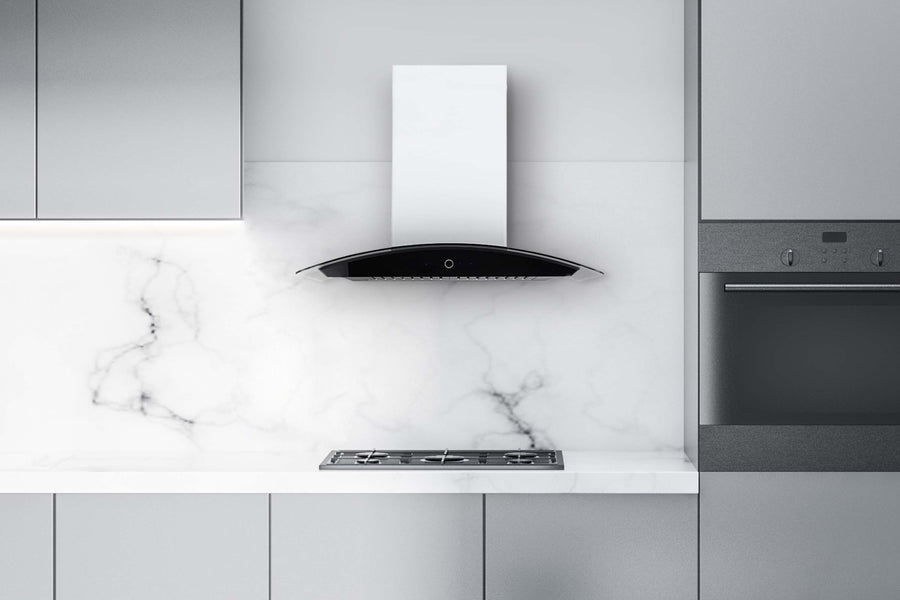 Hauslane 36-in Wall Mount Touch Control Range Hood with Tempered Glass in Stainless Steel (WM-639SS-36)
