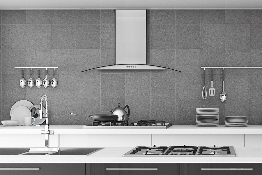 Hauslane 30-in Wall Mount Range Hood with Tempered Glass and Stainless Steel (WM-600SS-30)