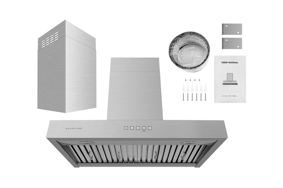 Hauslane 30 Inch T-Shaped Design Wall Mount Convertible Range Hood with Pro-Style Design in Stainless Steel (WM-730SS-30)